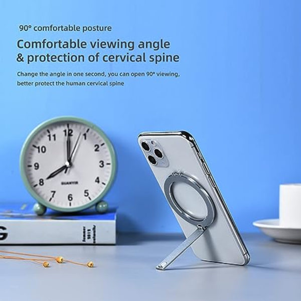 Passar till iPhone12/13 Magnetisk Telefonhållare Multifunktionell Skrivbordsställ Fällbar Bärbar (Grå)