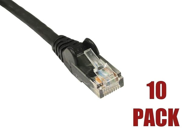2m Sort Netværkskabel - Cat5e (forbedret) / Rj45 / Ethernet/patch/lan/router/modem / 10/100 10 Pak