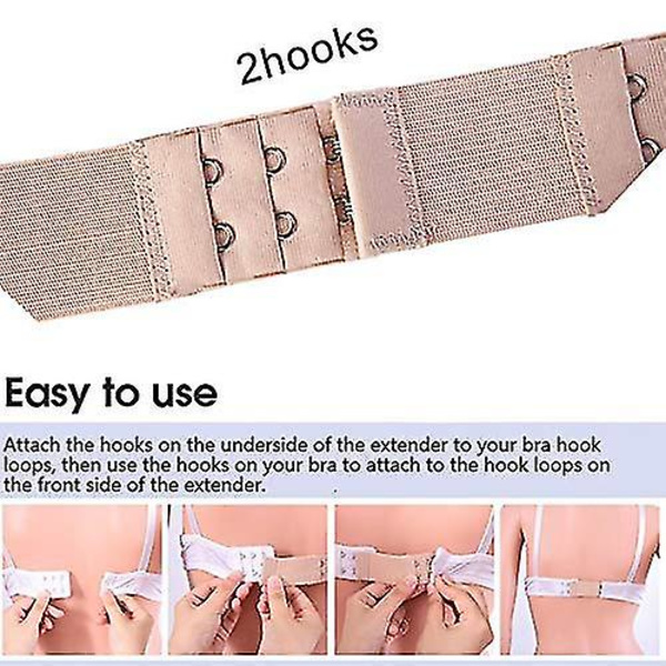 Xelparuc 8-pack Mjuka BH-förlängare för kvinnor, 2-krok BH-elastisk förlängare, 3.9\"x1.3\" (svart, vit, beige, ljusbeige)