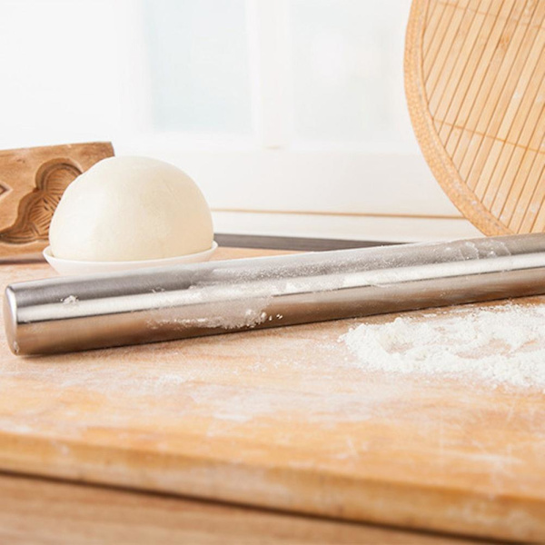 40cm Rustfri Rullekævle Ikke-klæbende Melrulle Pinde til Fondant Tærtebund Cookies & Pastrydej Størrelse L