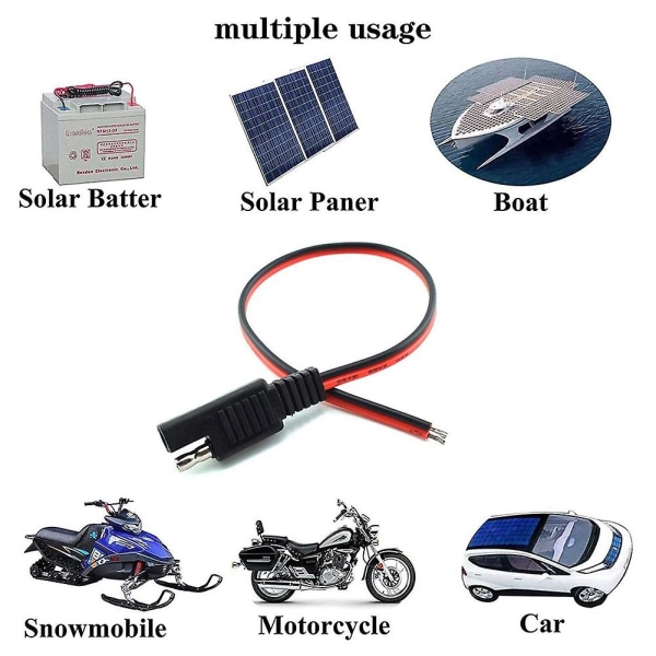 2 st 18awg Sae-förlängningskabel 2-stifts Sae snabbkoppling Koppla ur kontakt 10a Solbatteripanel S