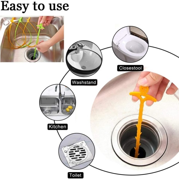1 kpl hiustenpoistotyökalu, 20 tuuman puhdistustyökalu lavuaarille, putken viemärin puhdistus - 1 kpl (oranssi)