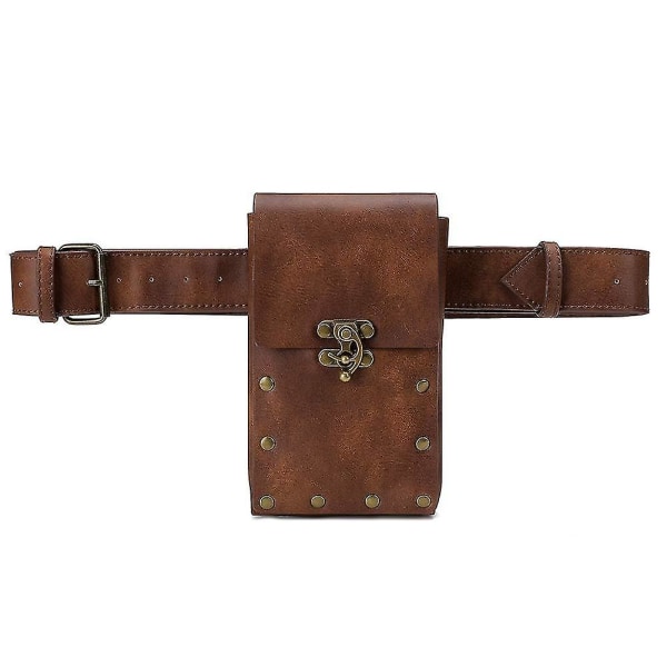 Midjeväska Mörkbrun Dam Multifunktionell Mode Liten Brevbärare Messenger Bag Herr