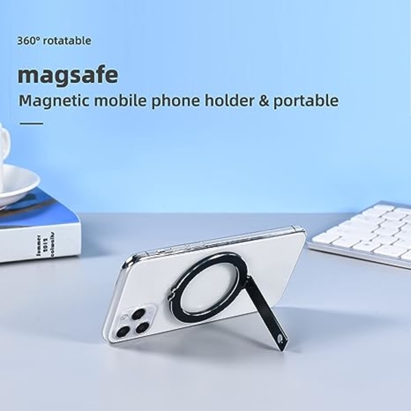 Magnetisk mobiltelefonholder for iPhone12/13 Magnetisk telefonholder Multifunksjonell bordstativ Sammenleggbar bærbar (svart)