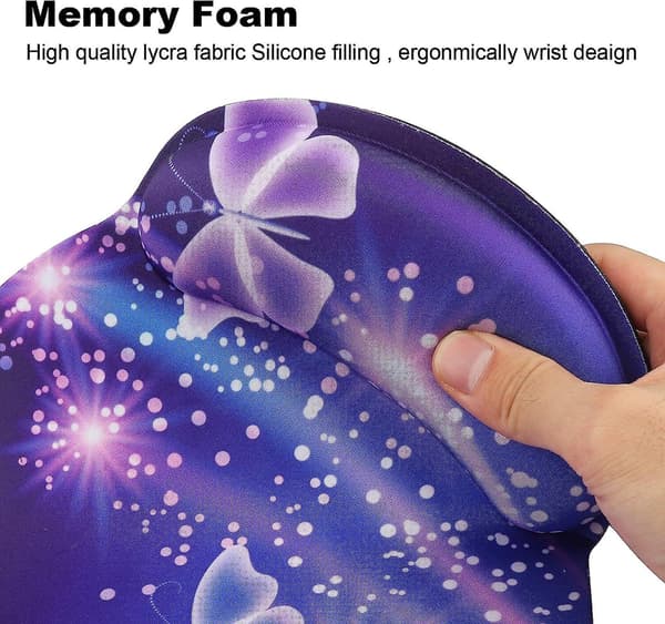 Håndledsstøttemåtte, behagelig Memory Foam Musemåtte med håndledsstøtte, skridsikker gummimåtte til håndledsstøtte til arbejde og spil -