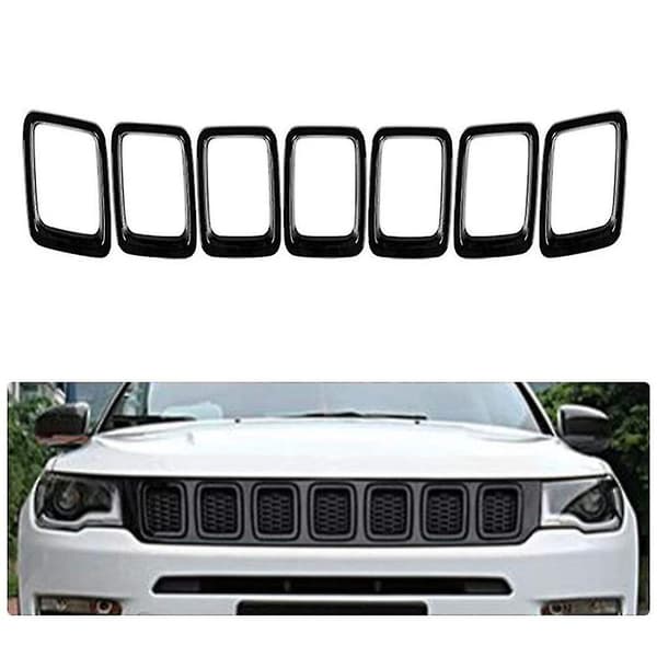 7st Bil Front Grille Cover Grill Ring Inserts Ram Trims Kit För 2017 2018 2019 2020 Compass (mat