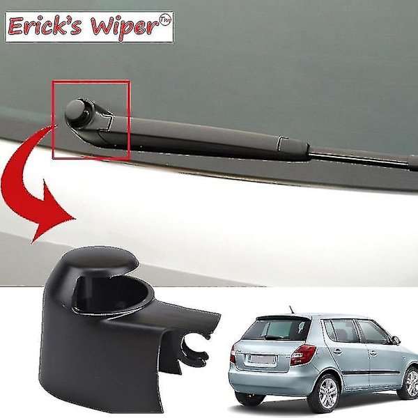 Erick S -pyyhin, tuulilasin takapyyhinvarren ja -pesimen suojakorkki Skoda Fabia Combi 2007 - 2014 takaluukun pultin suojaksi