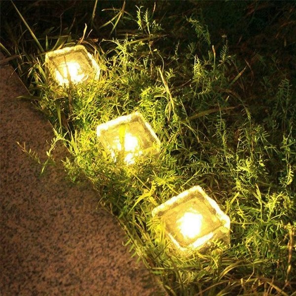 Solcelled Utelys Isbiter for Hagedekorasjon, 2.8 ”x 2.8” Frostet Akryl Stein Vanntette Solcelle Landskapslys for Bordhage Hage Patio