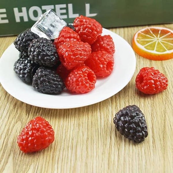 20pcs Artificial Raspberry Fake Simulation Fruit Home Kitchen Party Lifelike Raspberries Photography Props Wedding Decoration Ornaments, Table Centerp