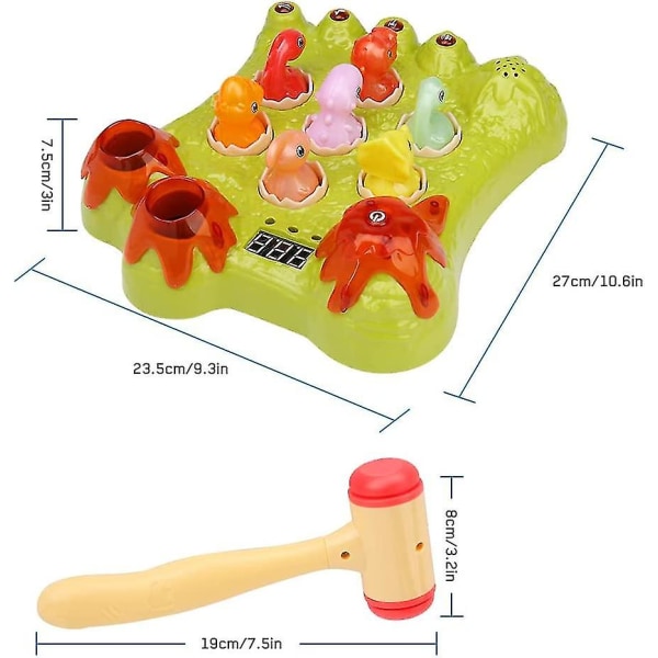 Whack A Dinosaur -peli, interaktiivinen sähköinen dinosaurus lasten dinosauruslahja (vihreä)