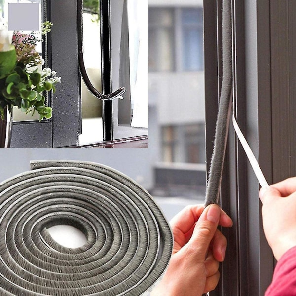 Børstesel Weatherstripping for Vinduer og Dører, Selvklebende Stripe