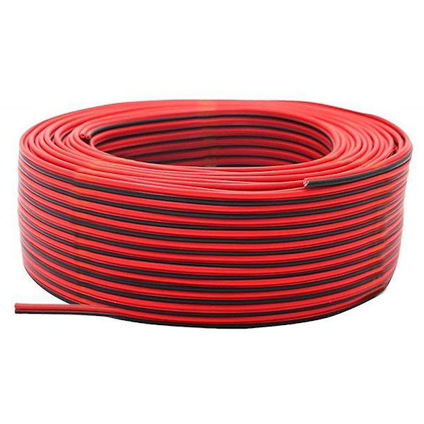 2-polet Ledningskabel 100m 22awg 12v/24v Forlængerledning Rød Og Sort 2-trådet Strandet Fortinnet Kobber Led Lys B