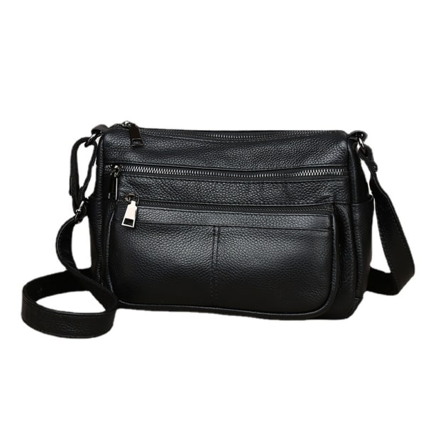 Crossbody-väska för kvinnor Mjuka läderväskor och handväskor Multi Pockets Messenger Bag