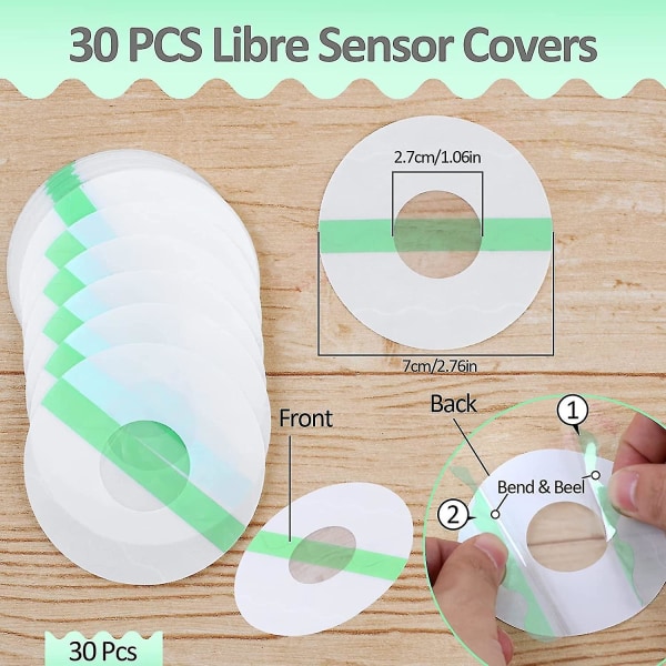 Freestyle Libre-sensordeksel, 30 stk vanntette Libre-sensordeksler, runde Freestyle Libre-sensorklistremerker selvklebende Libre Sensor P