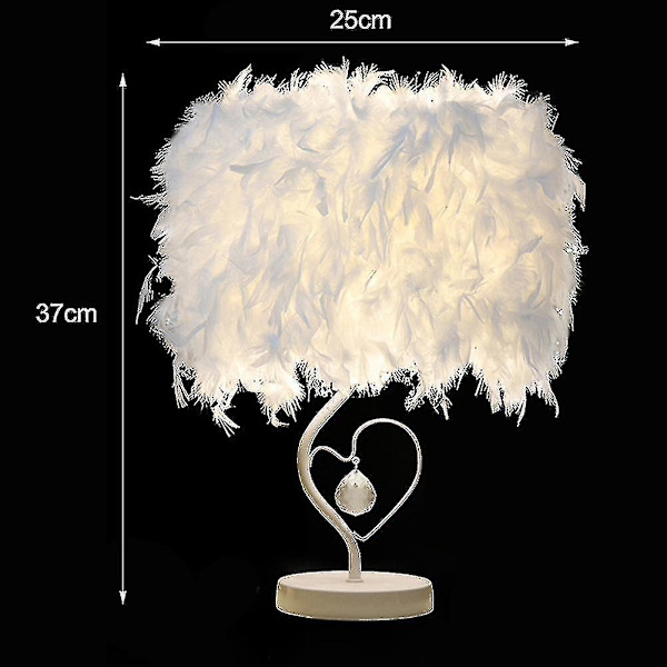 Hvit fjær bordlampe nattlampe nattbordlampe