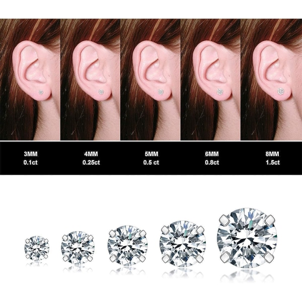 Cubic Zirconia Hypoallergena örhängen för kvinnor män flickor Statement brosk mode kirurgiskt stål Helix örhängen 5 par