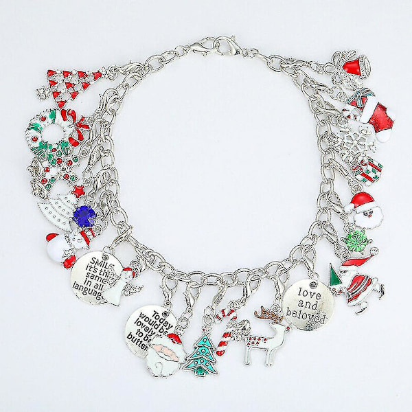 Julekalender med 24 charms til gør-det-selv halskæde og armbåndssæt til jul