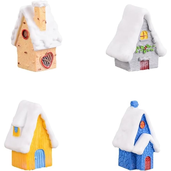 Miniatyr juletrehus fe hagetilbehør, fe hagedekor for juledekorasjon, julefestartikler, tilbehør, 4 stk C