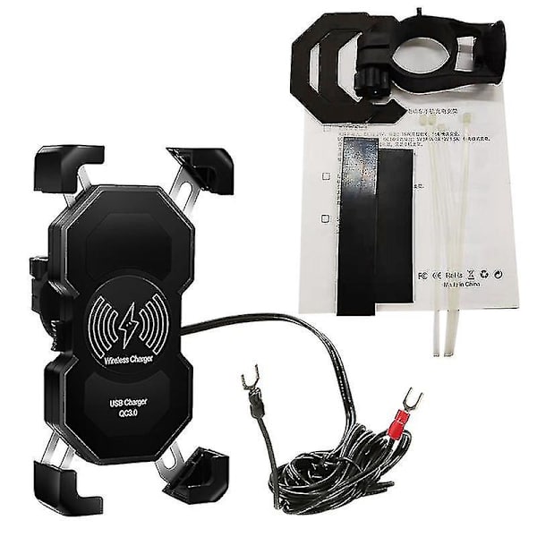Motorsykkel QC3.0 USB 15W Trådløs Laderfeste Styretelefonholder (bejoey)