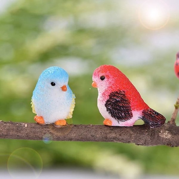 Miniatyrfigur av fågel, 4/8 st, små fåglar, modellfigur, mikrolandskap, hemdekoration, miniatyr, DIY-hantverk, trädgårdsdekoration (4 st grå)