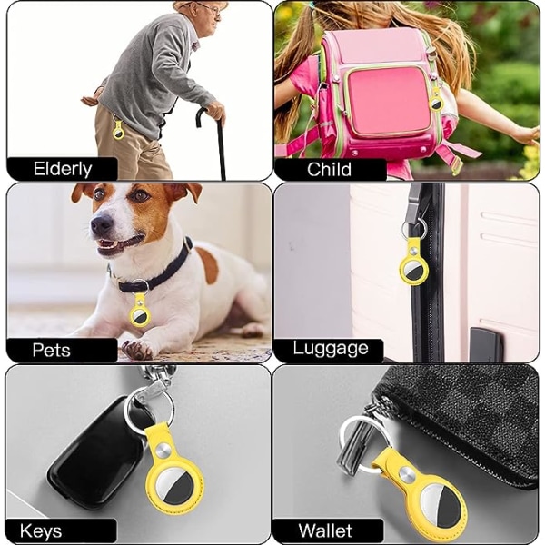 Case för AirTag med nyckelring, skyddande läderhållare Tracker- cover med nyckelring Kompatibel med Apple New Air Tag 2021 för husdjur, nycklar, bagage
