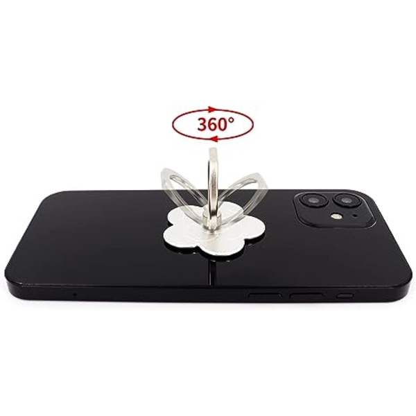 Mobiltelefonringhållare Blomma Finger Ring Grepp Stativ 360° Rotation 180° Vändbar Universal Stativ Kompatibel med Alla Smartphones (Silver)