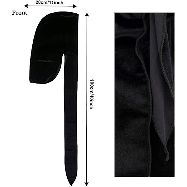 4 st Durag Mens Velvet Durag Wave Cap Huvudbonader Med Acsergery Extra Lång Svans Present