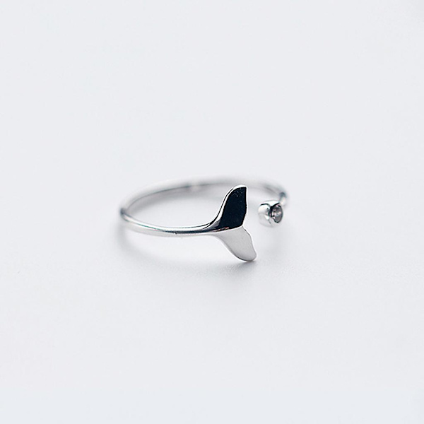 Enkel Hvalhale Enkel Ring 925 Sterling Sølv Solid Ring Justerbar Ring