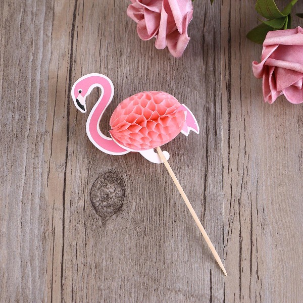 6 stk Kaketopper Flamingo Papir Topper 3D Flamingo Kakedekor 3D Flamingo Kakepinner 3D Flamingo Topper