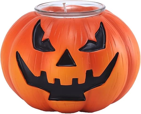 Flimrende Halloween-lys, bord, høst, gresskar, te-lys, hagedekorasjon