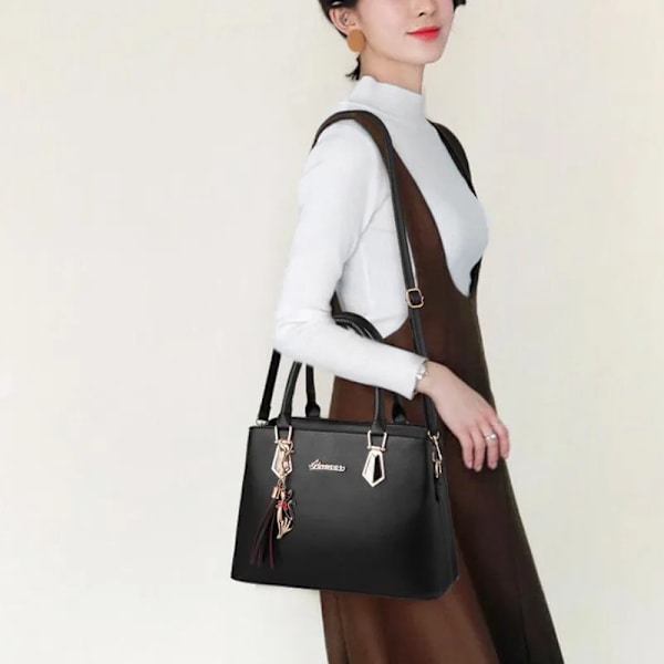 Naisten suunnittelijan olkalaukut, rennot kassi- ja crossbody-laukut, muodikkaat ja ylelliset, 2 kappaletta setissä black