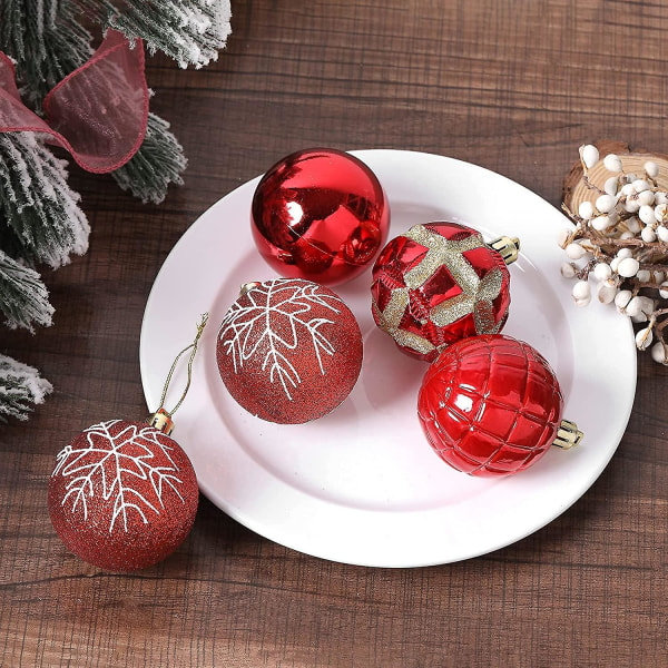 Julekuler Ornamenter Til Juletreet 24stk 2.36\"/60mm Knusesikker Plast Julepynt