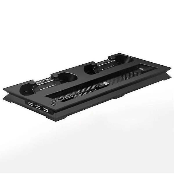 PS4 Slim Vertikalt Stativ med Trådlös Kontrollerladdningsdocka + Kylfläkt