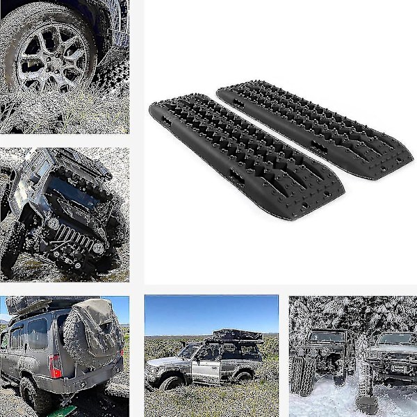 2 stk. Rednings Spor Sand Trækkraft Sne Off Road Dæk Stige 4wd 10t (sort)