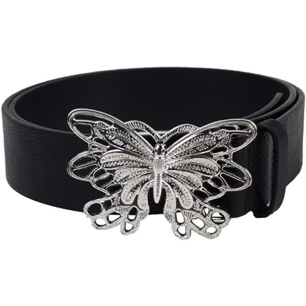 Fairy Grunge Läderbälten Y2K Kvinnor Fjäril Fairycore Punk Goth Spänne Grommet Midjebälte Tillbehör