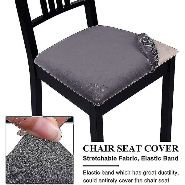 Stretch matstolssätesöverdrag, sammets elastiska matsalsstolssätesskydd