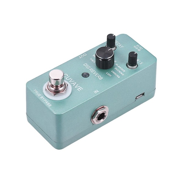 Digital Reverb Gitarr Effekt Pedal 9 Reverb Typer True Bypass Full Metal Skal