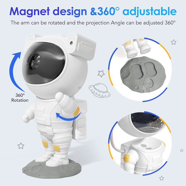 Astronaut Galaxy Stjerneprojektor Stjerneklare Himmellys, Astronaut Lysprojektor med Nebula, Timer og Fjernbetjening, Den Bedste Gave til Børn og Voksne
