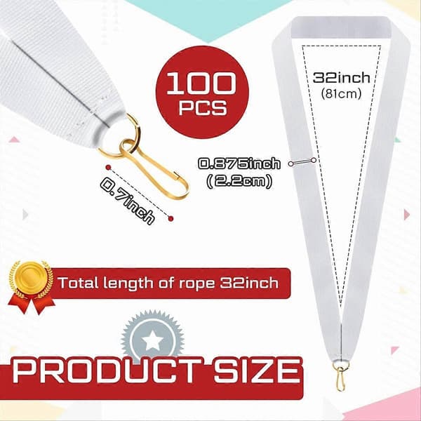 100 st halsband med snäppklämmor Medalj Solid Award Lanyards B