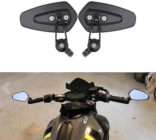 Sorte spejle til motorcykel, 7/8\" 22mm, til bagudvendt syn til scooter