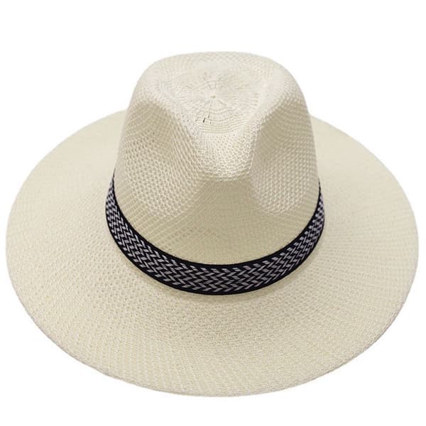 Middelaldrende mænd kvinder stråhat boheme stil strand rejse solhat mode solid farve sommer solhat white