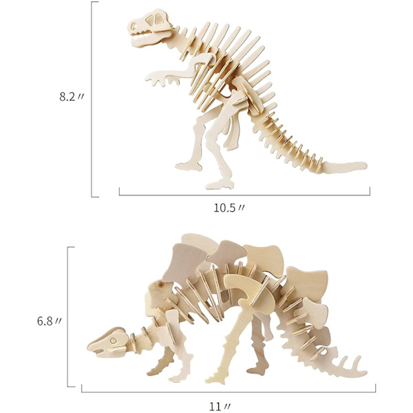 Dinosaur Puslespil i Træ med DIY Modeller Sæt Hjernepuslespil Legetøj 6 stk