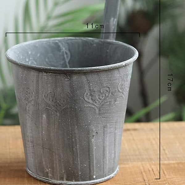 2 stk. hængende blomsterpotte kunst håndværk blomster sukkulent holder beholder gelænder hegn plante med krog til hjem have grå