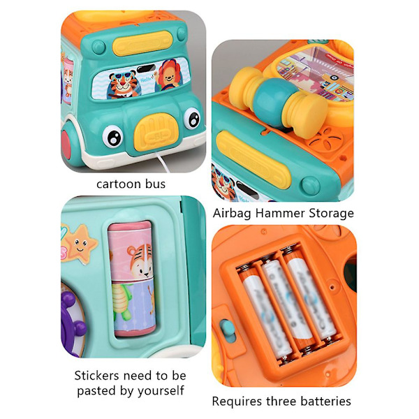 Baby Musik Buss Leksaker Baby Musical Busy Learning Toy Elektronisk Bil Med Ljus Ljud Tidig Utbildning Leksak Födelsedagspresenter För Barn Pojke Blue