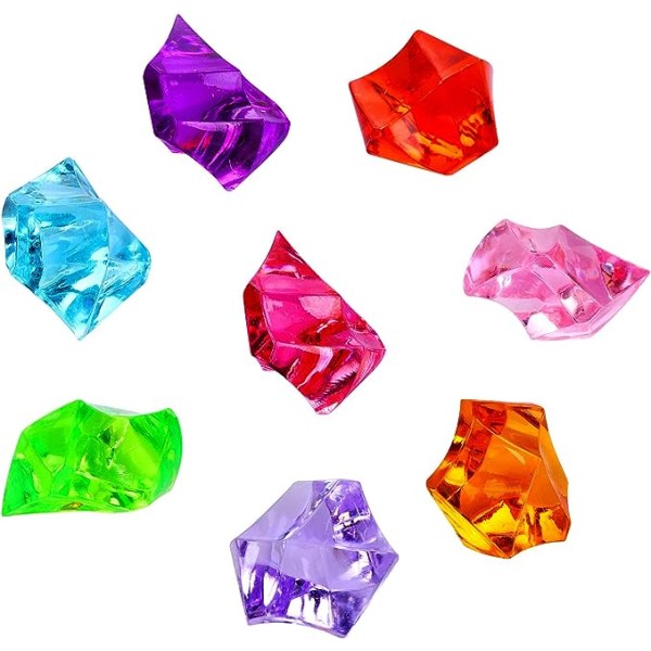180-190 stk Premium flerfarget falske knust isstein, plastjuveler, akryl, isbergarter, skatter, falske diamanter, plastisbiter for barn