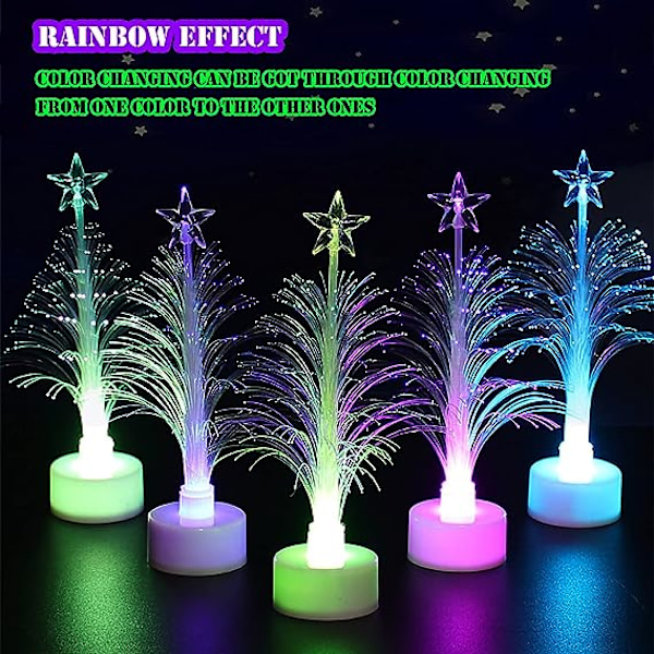 USB-drevet Multifarvet Bordlysende Fiberoptisk LED Juletræ LED Lys Glødende Lys til 5 TOMMER Mini 7 Farver med Topstjernelys Jul Jule