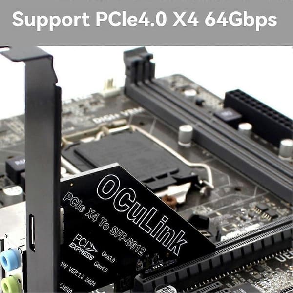 PCIe 4.0 X4 til Oculink SFF8611/8612 udvidelseskort til SFF-8639 U.2 SSD til eksternt grafikkort til Win/Linux Black