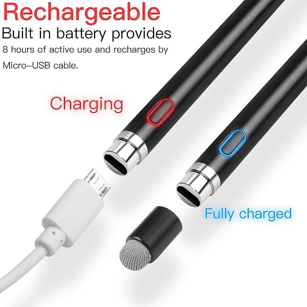 Aktiv styluspenna 1,45 mm Hög precision och känslighet Punkt kapacitiv stylus Kompatibel med Iphone Samsung Ipad Pro Ipad Air 2