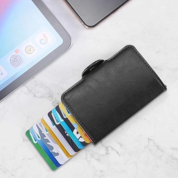 Kortholder, Herre Kredittkortholder, Slim Card Case Frontlomme Anti-tyveri-RFID Auto Pop up Reise Tynne lommebøker for menn