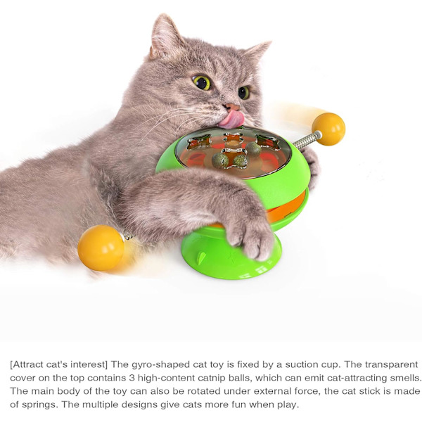 Interaktiv katt Catnip leksak husdjur leksaker katt leksak katt bollar med snurrande bollar Windwill för inomhuskatter Dispenserande katt leksak roliga Gyro formade katt leksaker för K